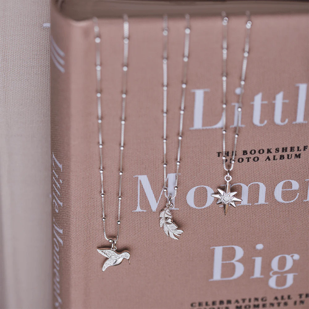 Bobble Chain Heart In Feather Necklace - Image 3