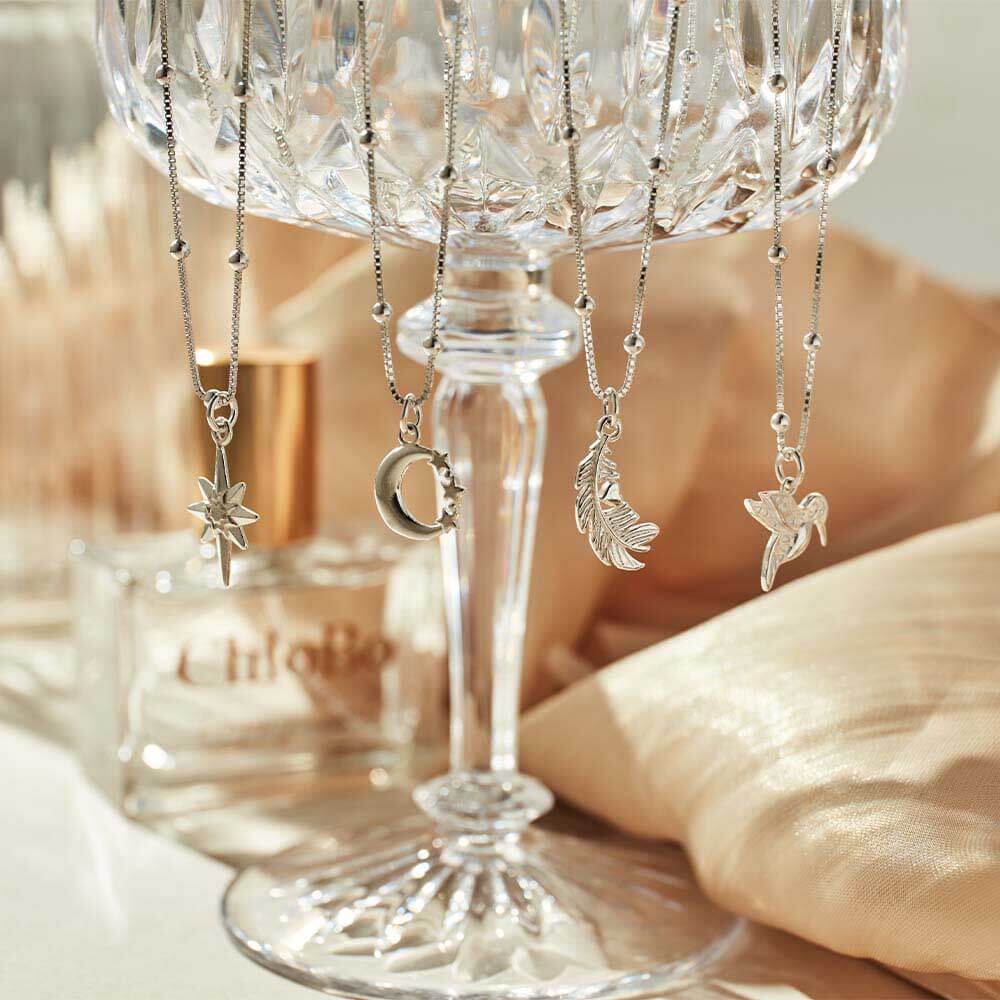 Bobble Chain Heart In Feather Necklace - Image 5