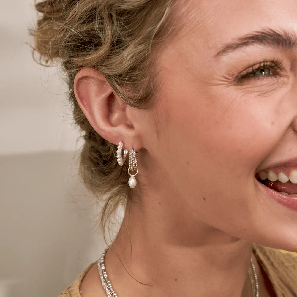Classic Pearl Huggie Hoops - Image 5
