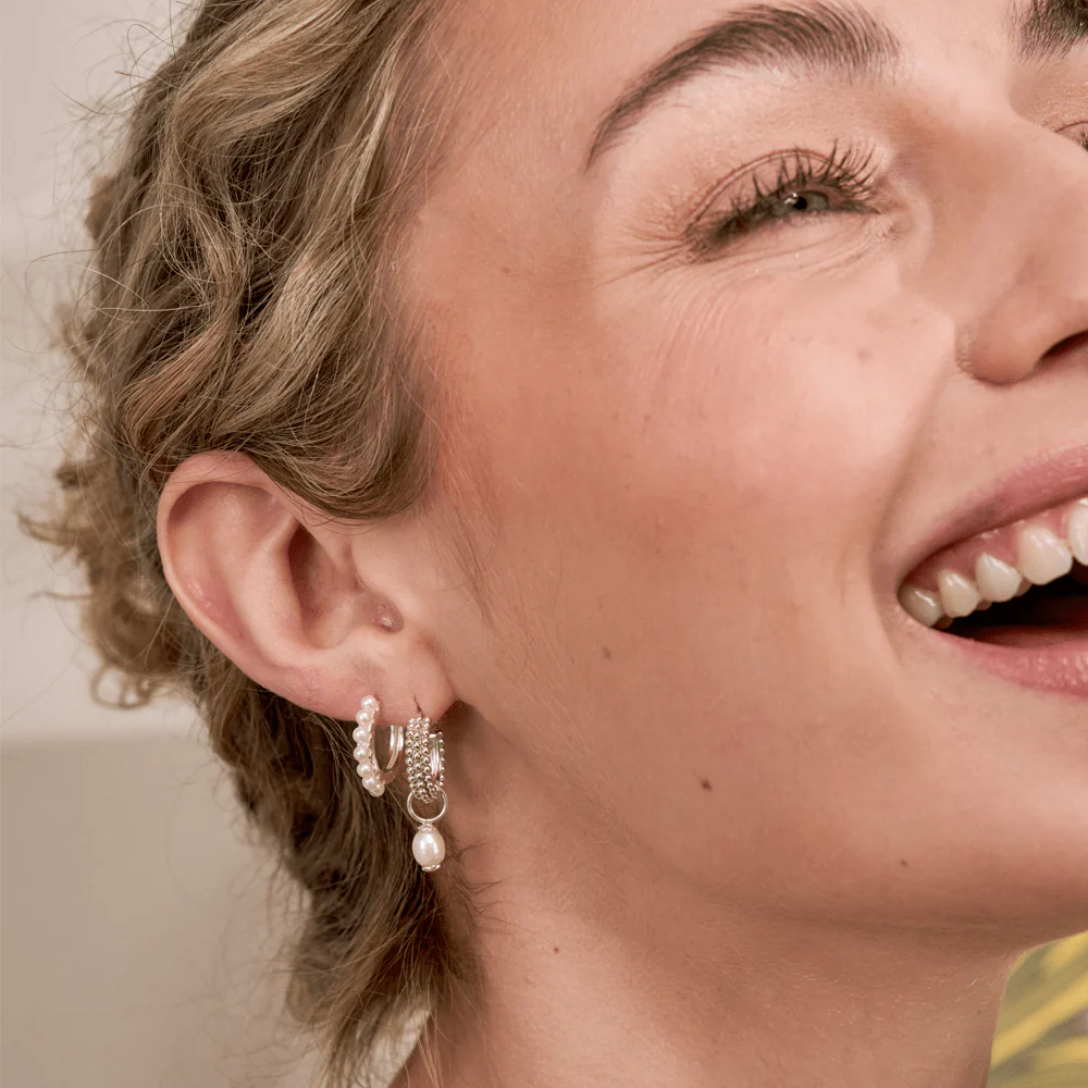 Classic Pearl Huggie Hoops - Image 6