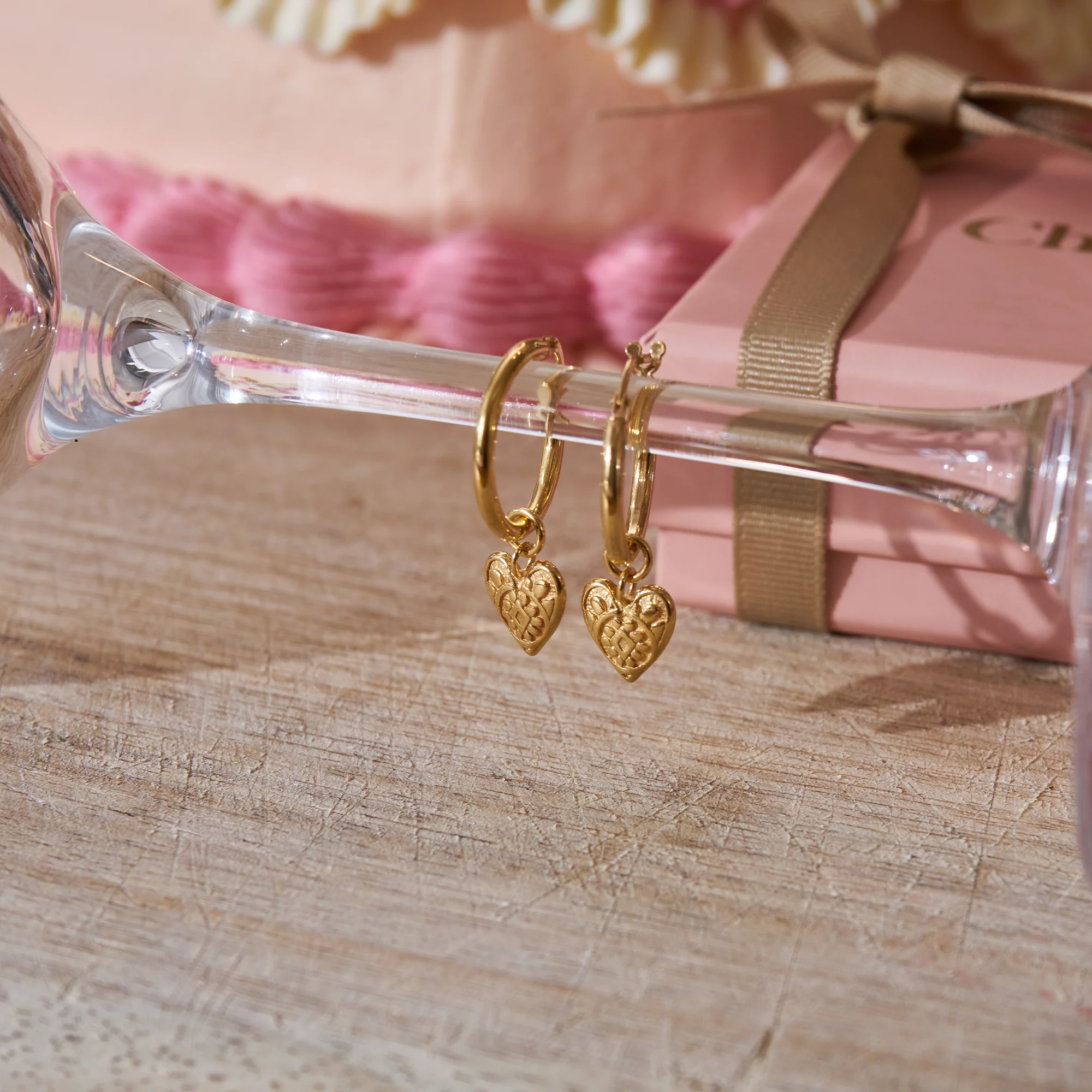 Decorated Heart Hoop Earrings - Image 6