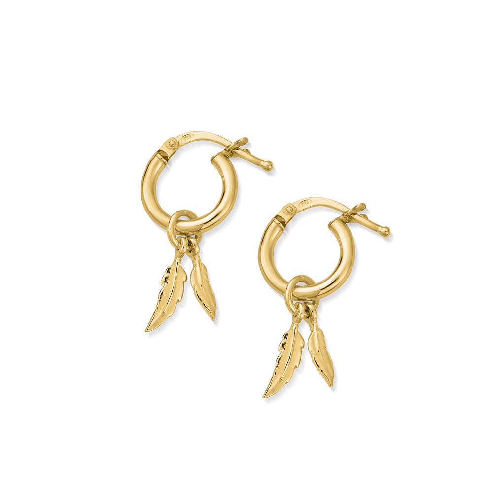 Double Feather Small Hoop Earrings - Image 6
