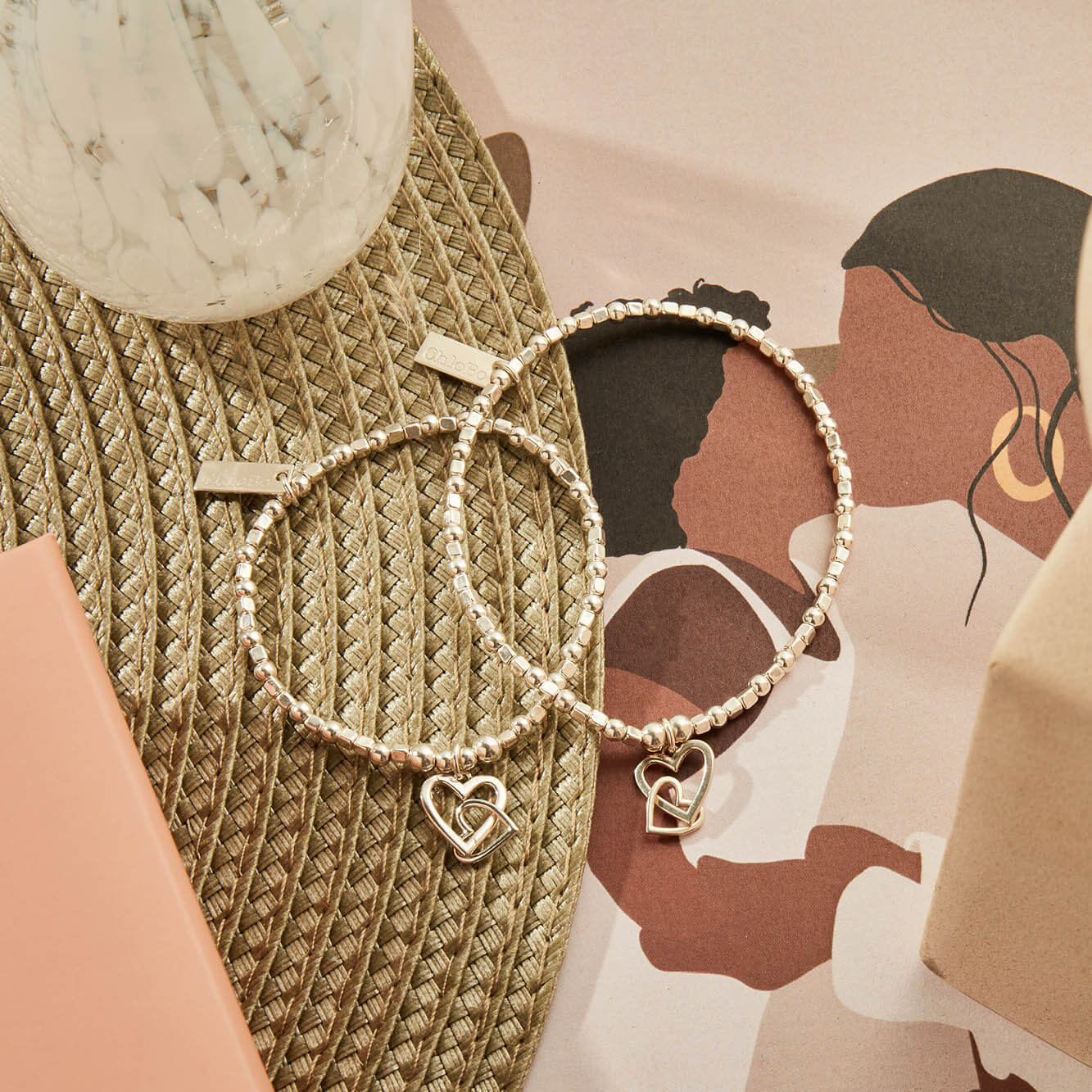 Interlocking Love Heart Bracelet Gift Set - Adult & Child - Image 2
