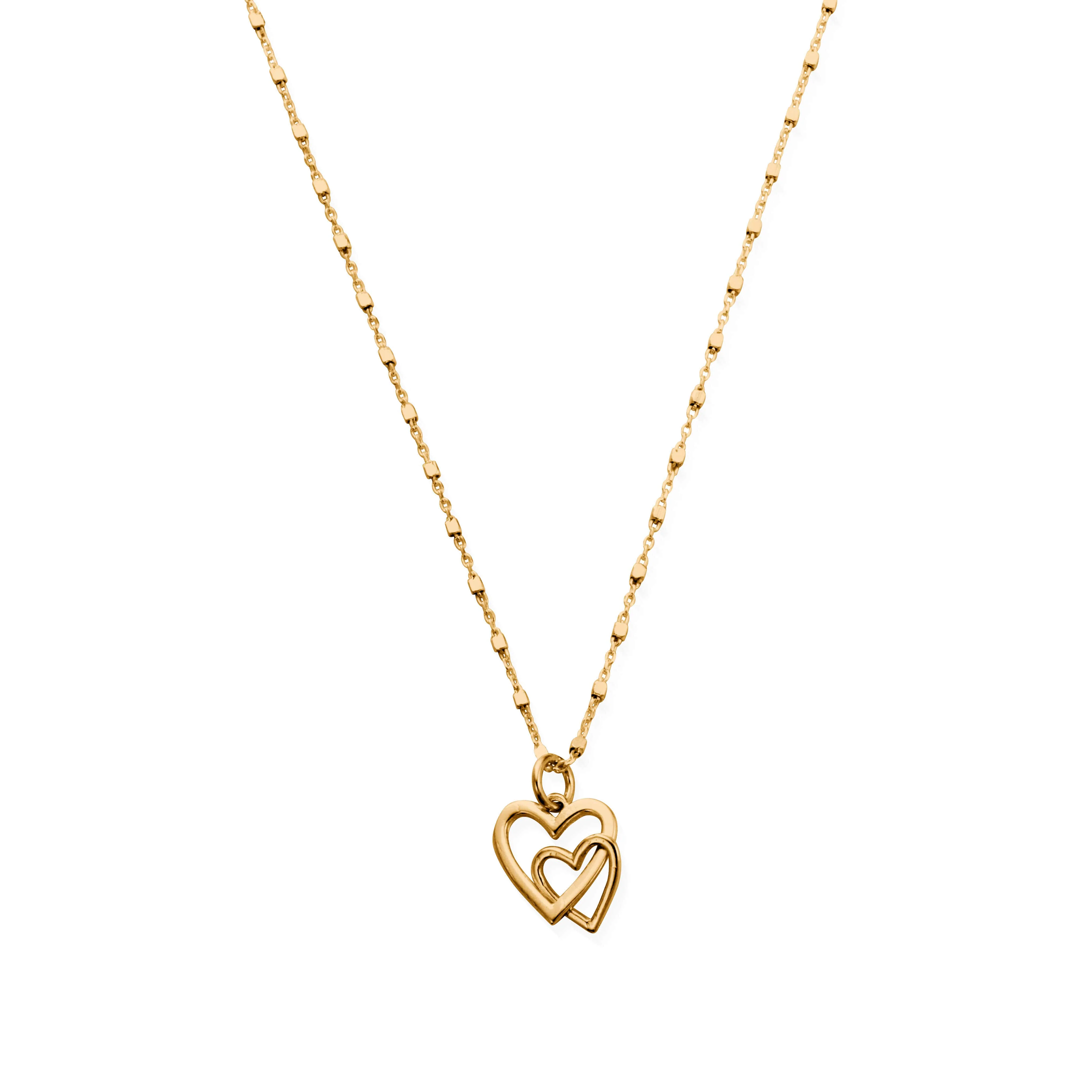 Delicate Cube Chain Interlocking Love Heart Necklace - Image 10