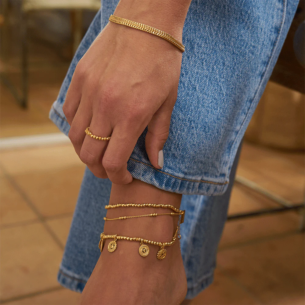 Mini Cute Triple Bobble Chain Anklet - Image 4