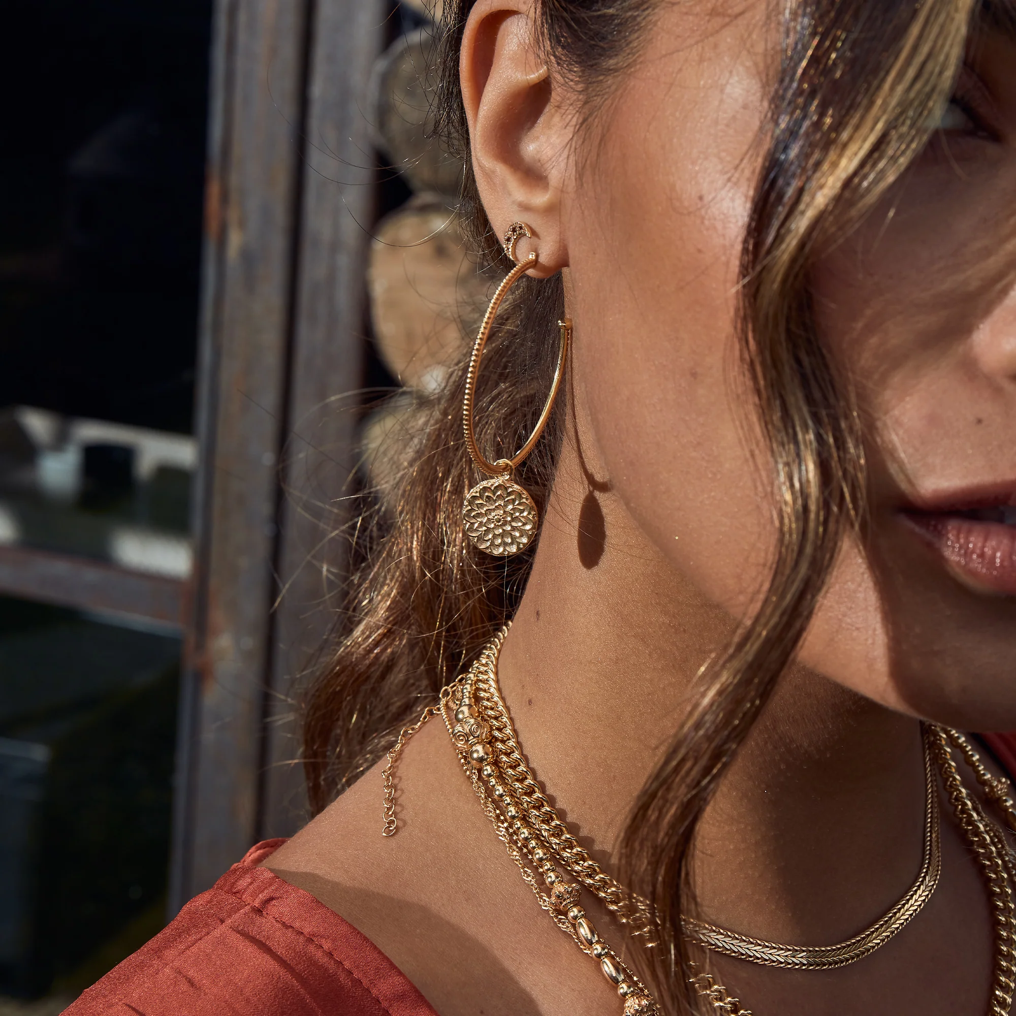 Moonflower Hoop Earrings - Image 7