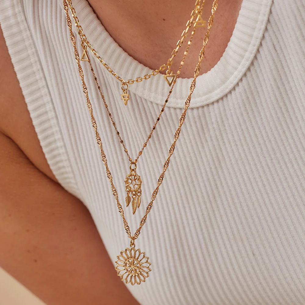 Twisted Rope Chain Flower Mandala Necklace - Image 3